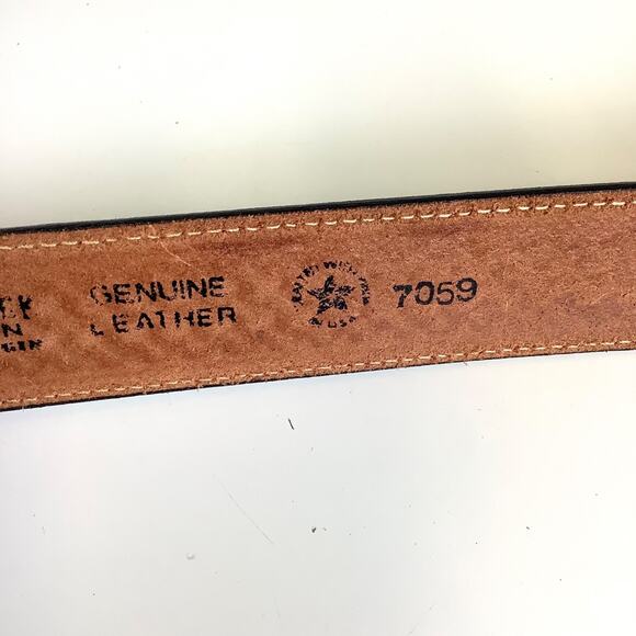 Sz 36 Tooled Leegin Silver Creek Leather Western Belt w/Elk Bergamot Buckle 1980 - Picture 8 of 12